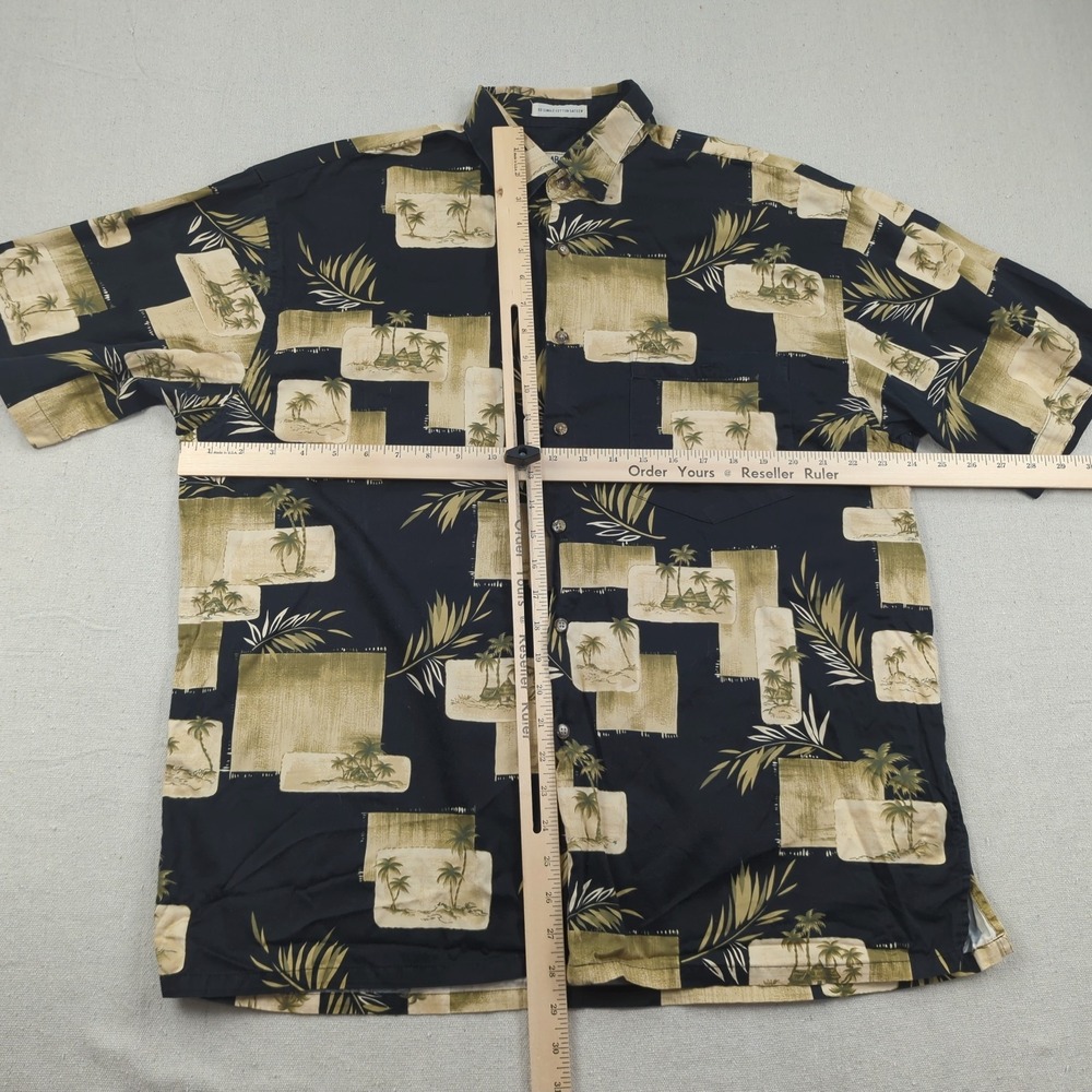 Bamboo Cay Shirt Mens Extra Large Black Floral Hawiian Palm Beachy Casual - Picture 5 of 11